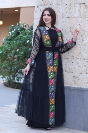 جلابية رمضانية وبشت تل وكلفة جميلة ملونة من الامام والخلف