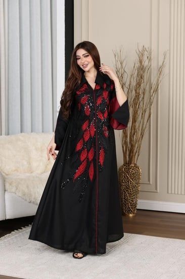 جلابية لينن سوداء