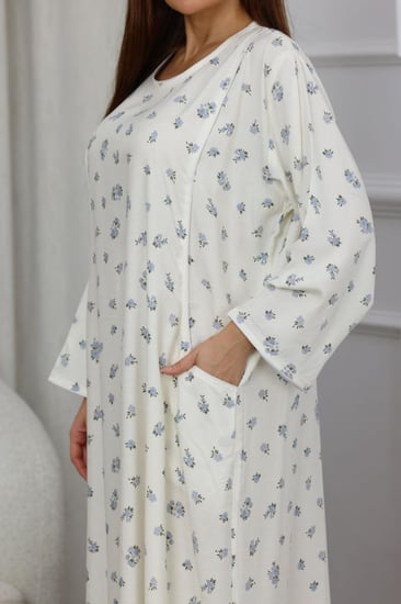 جلابية روز قطن خفيف صيفية طويلة ( رقبة دائرية بجيوب )