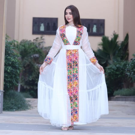 جلابية رمضانية وبشت تل وكلفة جميلة ملونة من الامام والخلف