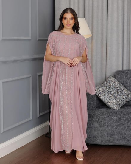 فستان سهرة شيفون مطرز