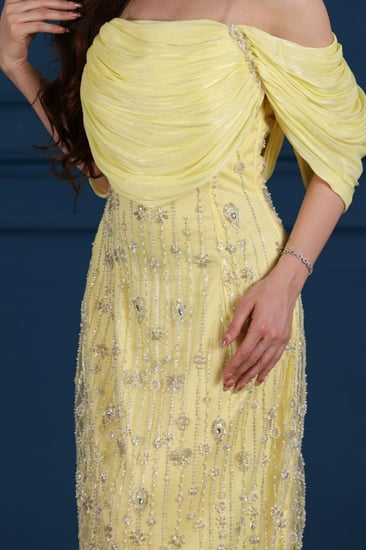 فستان اورجنزا وتل مطرز