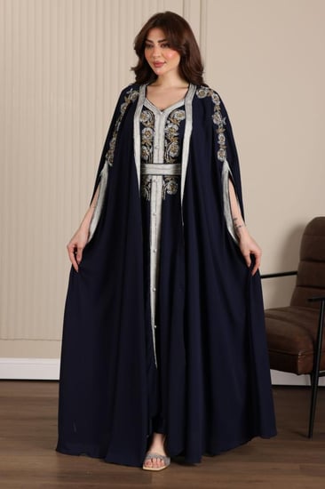 قفطان مغربي قطعتين شيفون مطرزة