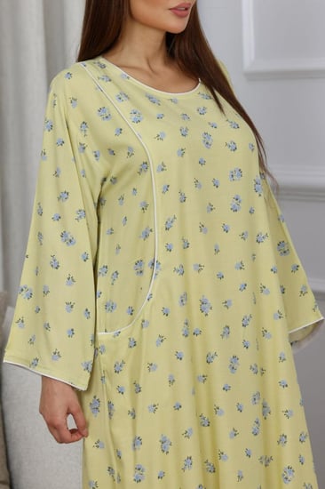 جلابية روز قطن خفيف صيفية طويلة ( رقبة دائرية بجيوب )