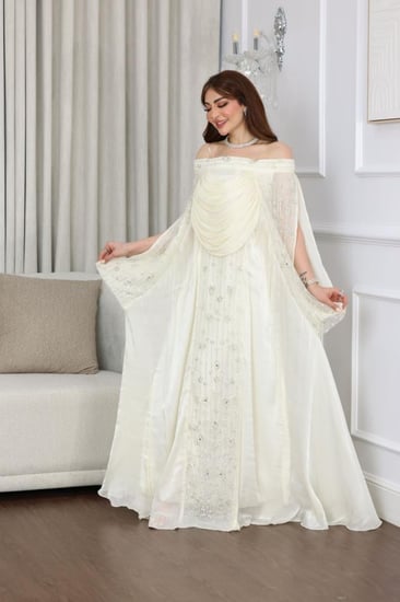 فستان اورجنزا وتل مطرز