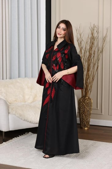 جلابية لينن سوداء