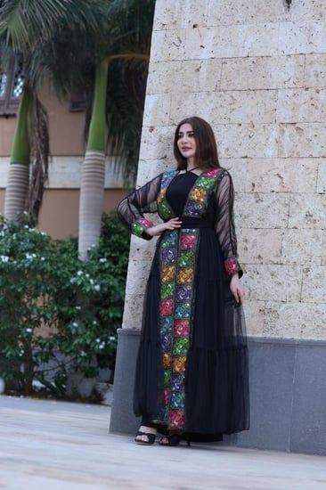 جلابية رمضانية وبشت تل وكلفة جميلة ملونة من الامام والخلف