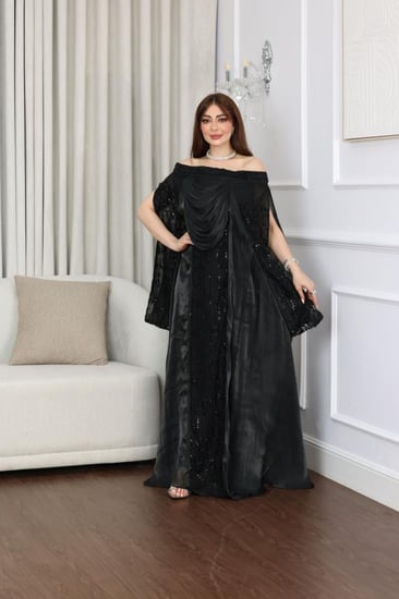 فستان اورجنزا وتل مطرز