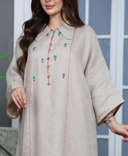 جلابية لينن بورود صغيرة جميلة