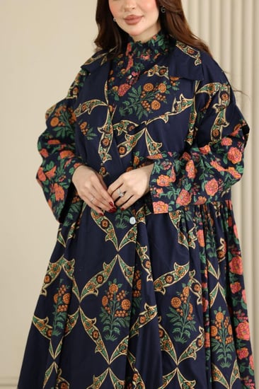 جلابية قطن قطعتين ( نسائية ) ربيعية بنقوشات جميلة