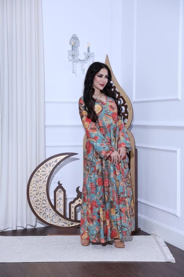 جلابية قطن موردة كلوش