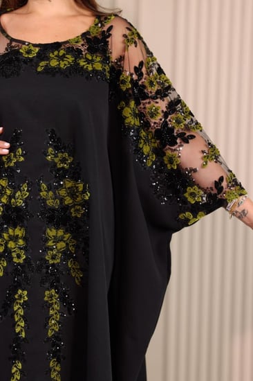 جلابية باربي فراشة ممزوجة بقماش تل مطرز