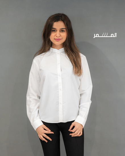 قميص ابيض سادة ياقة صيني