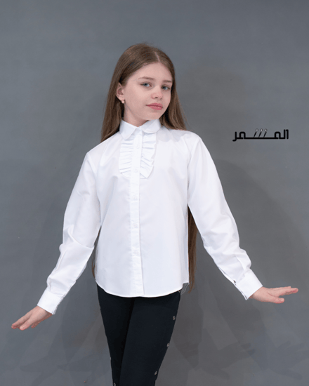 قميص  ابيض كشكش - اطفال