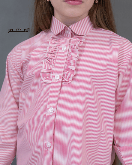 قميص  مخطط وردي كشكش - اطفال