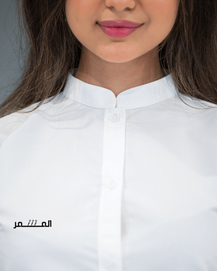 قميص ابيض سادة ياقة صيني