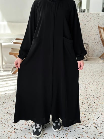 عباية عملية سحاب مخفي جيوب بارزة