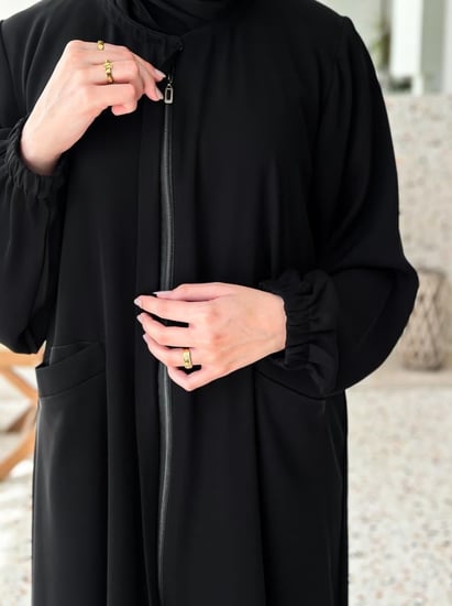 عباية عملية سحاب مخفي جيوب بارزة