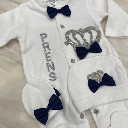 طقم مواليد مخمل ب كرستال 3 قطع