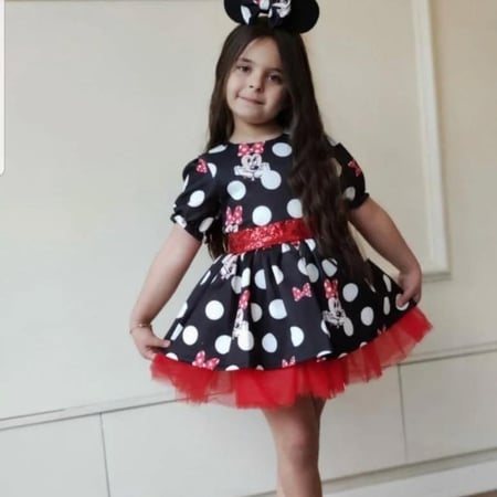 فستان بناتي ميكي مع طوق الشعر