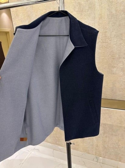 سديري رجالي  دبل فيس لون كحلي مع رمادي