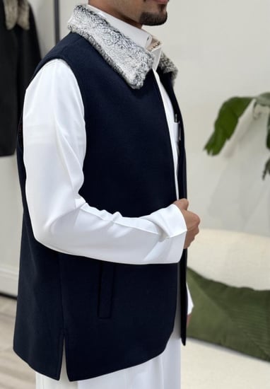 سديري رجالي  سنقل فيس قلاب صوف لون كحلي