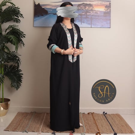 عباية اثنين في واحد مريحه جدا  فستان مع عبايه لمحبين اللف خفيف صيفيه قماش كريب ليزر وتطريز بالوان ناعمه
