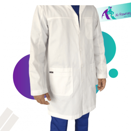 بالطو رجالي أبيض (الشحن في نفس اليوم) 3جيوب بنسه بالصدر رقم RALM005