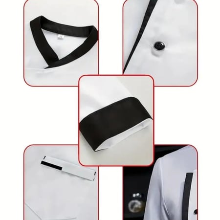 طقم يونيفورم شيف موديل جميل 5 زراير مع أكمام طويله طقم كامل  Unisex مع الشعار