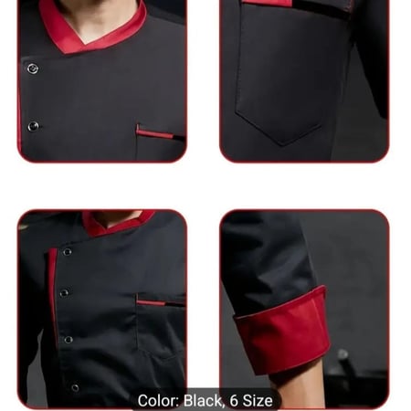 طقم يونيفورم شيف موديل جميل 5 زراير مع أكمام طويله طقم كامل  Unisex مع الشعار