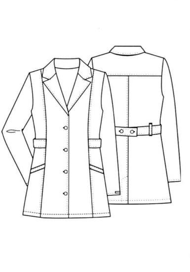 بالطو نسائي عصري مطور بحزام قابل للتعديل من الخلف وأربعة أزره وجيبين مائلين مخفيين  موديل رقم RALL010