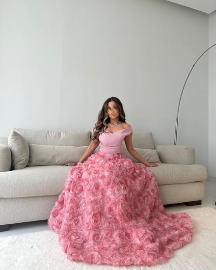 فستان انيق للسهرات الصدر تفته +قماش تشكيله ورود الاصلي وليس طباعه التقليد