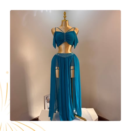 بدلة رقص شرقي فخمة تركوازي