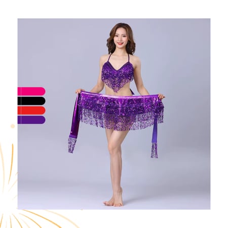 بدلة رقص شرقي بترتر ثلاث قطع