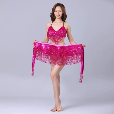 بدلة رقص شرقي بترتر ثلاث قطع