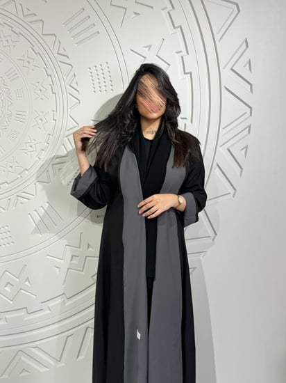 عبايه دبل فيس اسود/رمادي