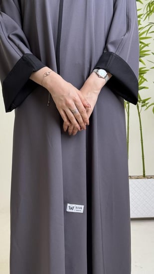 عبايه دبل فيس اسود/رمادي