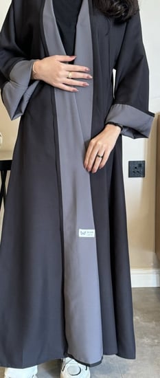 عبايه دبل فيس اسود/رمادي