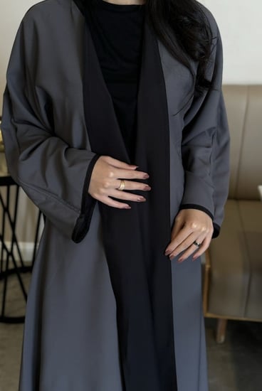 عبايه دبل فيس اسود/رمادي