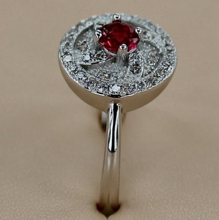 خاتم نسائي مطلي بالفضة ومزين بالزركون مقاس 7.25 أمريكي