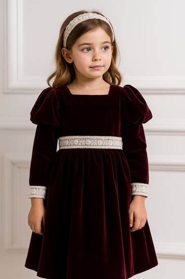 فستان مخمل عنابي