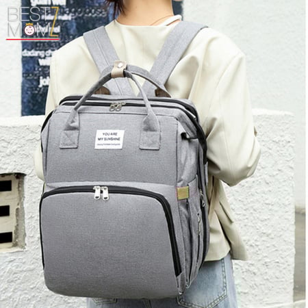 حقيبة أمهات متعددة الوظائف تتحول لسرير أطفال