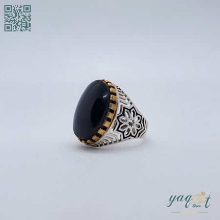 خاتم فضه أنيق بعقيق يماني