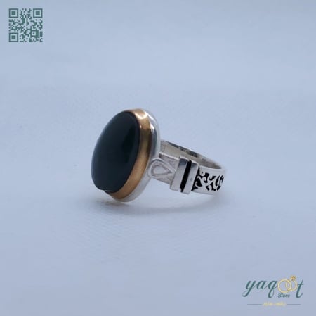 خاتم  فضة مع عقيق يمني اخضر