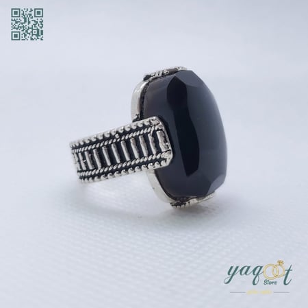خاتم صياغه يدويه مع عقيق يماني اسود مركن
