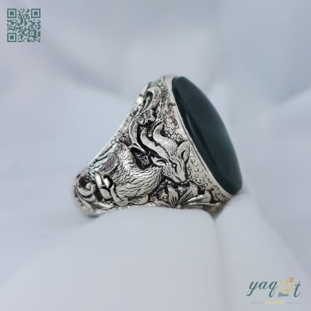 خاتم فضه صياغة يدويه مميزه مع عقيق يماني