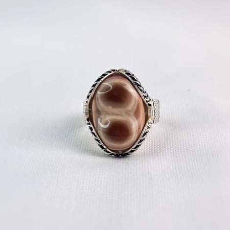 خاتم فضة رجالي حجر العقيق اليماني سليماني