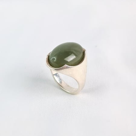 خاتم فضةمع حجر عقيق يماني اخضر