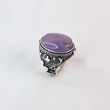 خاتم فضة رجالي حجر العقيق اليماني سماوي