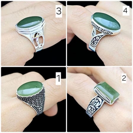 خواتم فضه مع عقيق أخضر يماني